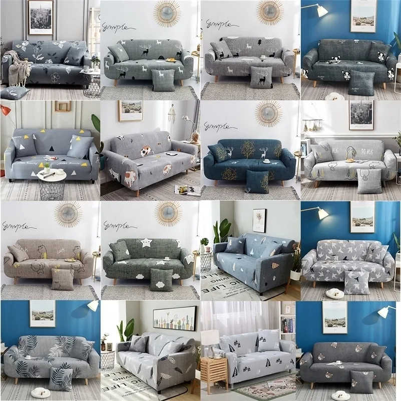 Alta elasticidade capa de poliéster capa de sofá cinzento para sofás ultra-fino Universal Sofa Sofá Covers Capas de Sofá Capas Criança Pet LJ201216
