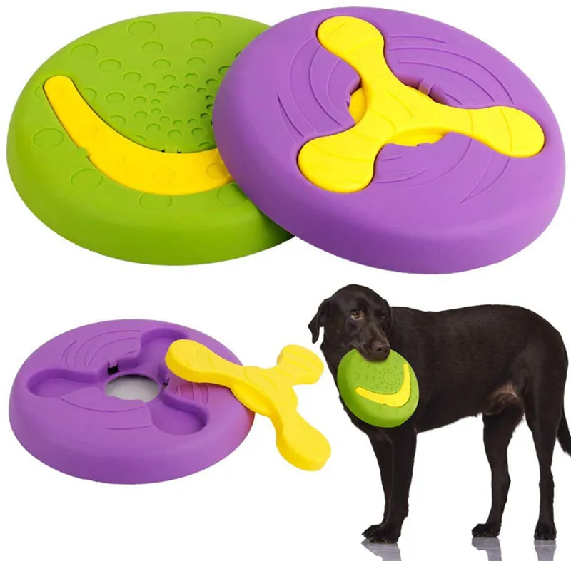 Dog Toy Flying Discs Interactive Outdoor Indestructible Various Ways to Play with Detachable Boomerang two in one Trainers Dog Flying Saucer