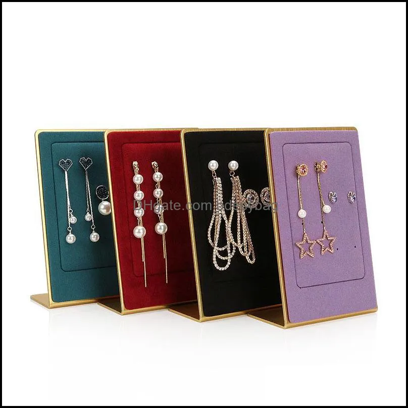 Jewelry Stand Packaging & Display Earring Props Metal Microfiber Vertical Stud Earrings Storage Counter Drop Delivery 2021 Wpqbo