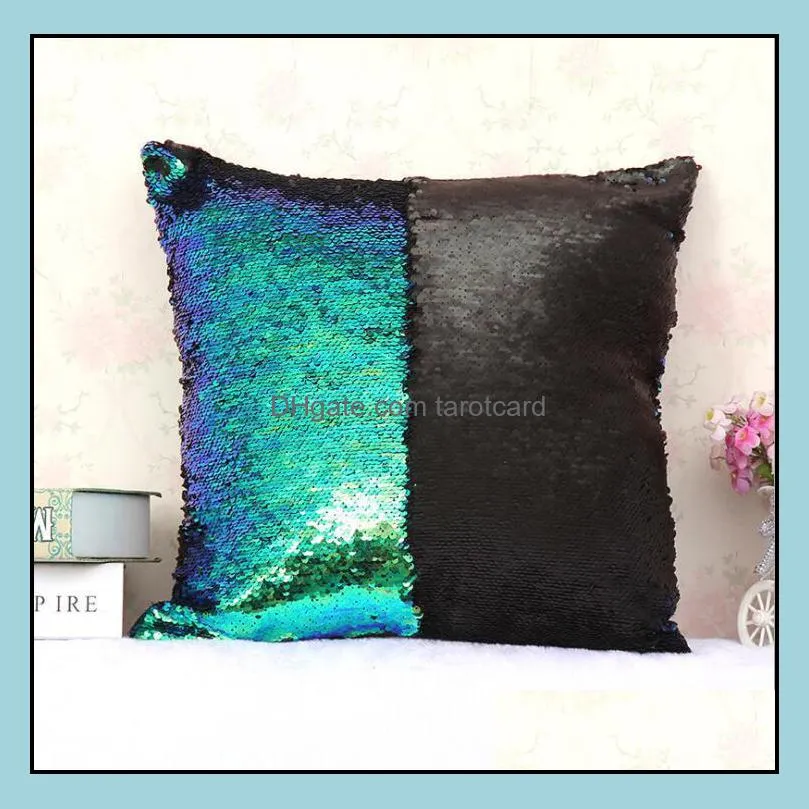 Mermaid Sequins Pillow Case Magic Reversible Sequin Pillowcases Home Decorative Cushion Cover Office Sofa Cushion Pillow Case