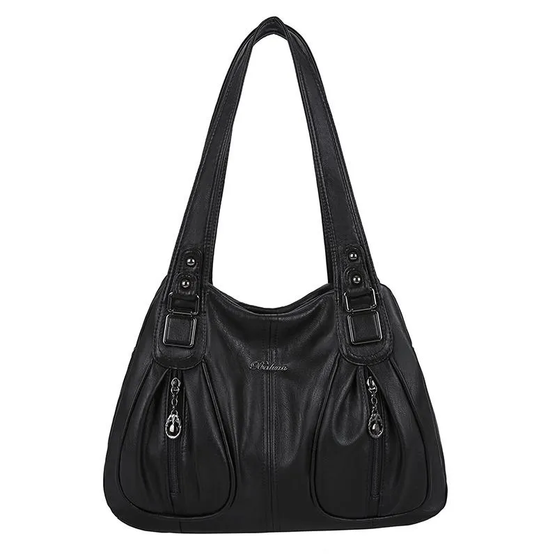 Sacs à bandoulière 2021 mode femmes en cuir concepteur noir sacs à main Simple fourre-tout Shopper sac qualité femme couleur unie