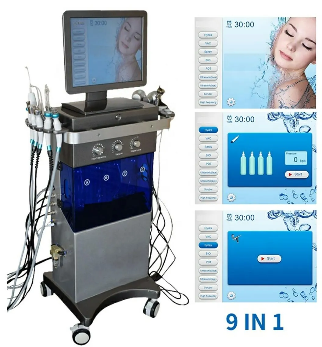 Ny ankomst 11 i 1 Hydra Machine RF Skin Föryngring Mikrodermabrasion Hydra Facial Bio-Lifting Wrinkle Avlägsnande Hydro Skönhetsutrustning CE Godkänd