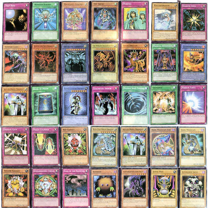 66pcs engelska yugioh kort yu-gi-oh kort spelar spel yu gi ohtrading kamp carte mörk trollkarl samling barn jul leksak g220311