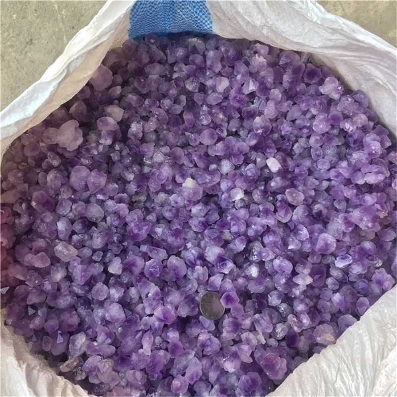 Bulk por atacado forma de flor natural ametista cristal caiu pedras 201155