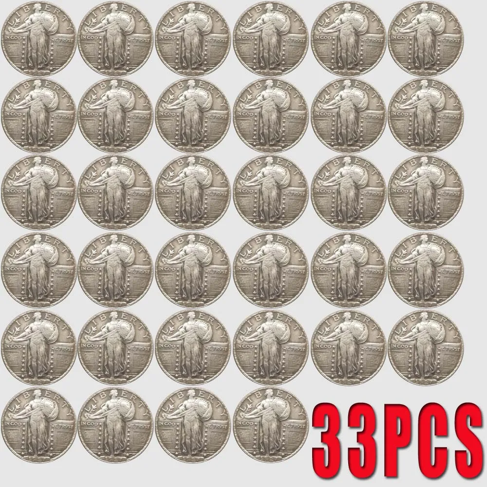 33pcs USA Mynt Stående Liberty Quarter Copy 24mm Coin Art Collectibles