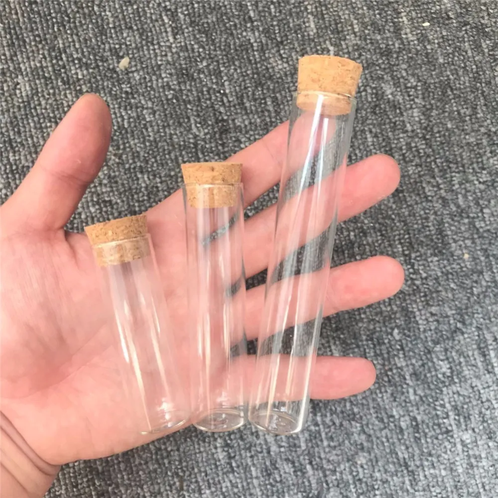 100 pezzi 18 ml 22 ml 30 ml Mini tappi di sughero Bottiglie di vetro trasparente Bocca dritta Barattoli Vuoti Fiale sane ed ecologiche