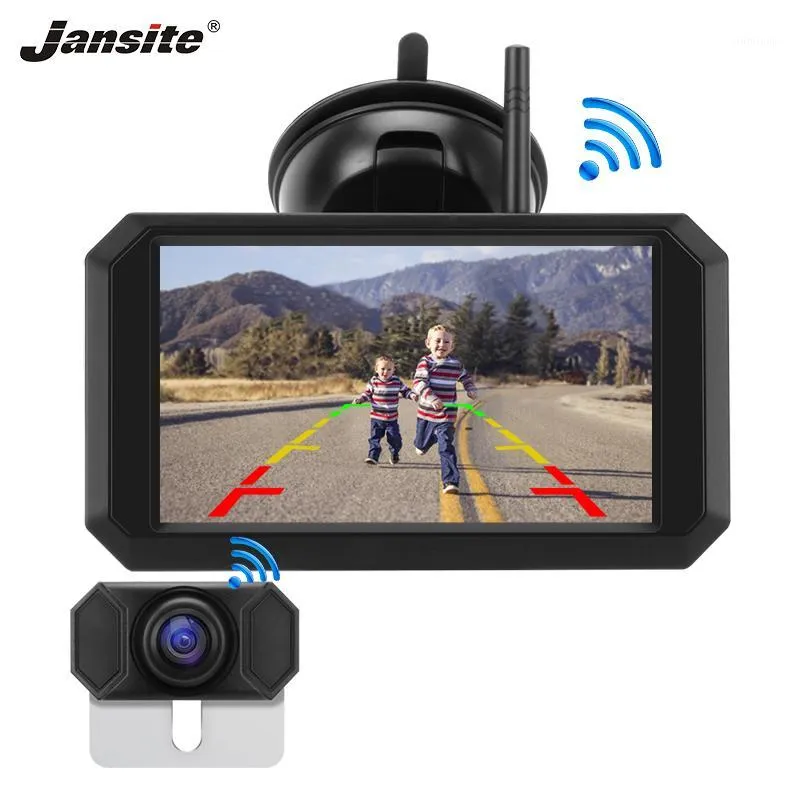 Car Video Jansite 5 "Monitor Videocamera vista posteriore Digitale 1080P Sistema di parcheggio automatico wireless Visione notturna Telecamera di backup impermeabile1