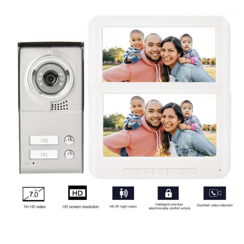 7in TFT LCD filaire interphone Kit de sonnette vidéo porte téléphone système de sécurité sonnette camera1