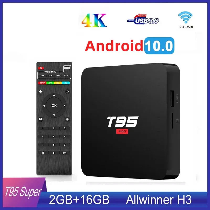 Android 10 T95 Süper Akıllı TV Kutusu Seti Top Allwinner H3 GPU G31 2G 16G WiFi Kablosuz 4K HD Medya Oyuncu X96Q