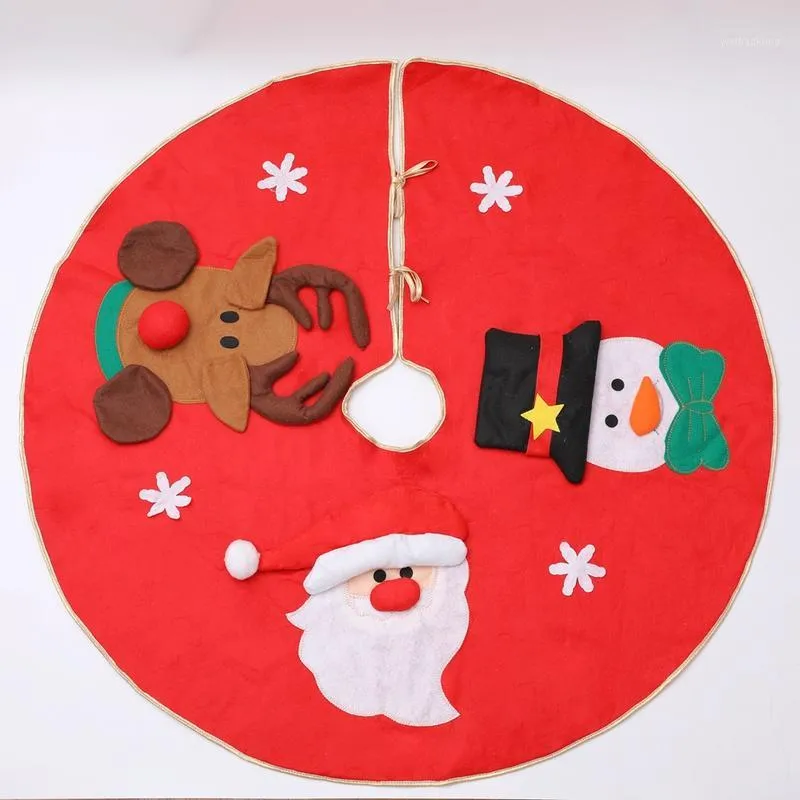 Kerstdecoraties Kwaliteit Tree rok Rood niet-geweven geschenken Jaarscènes met Santa Claus Snowman Elk1