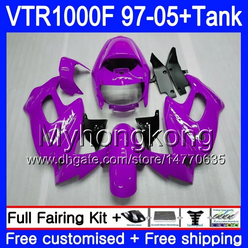 + 탱크 용 Honda Superhawk VTR 1000 F 1000F VTR1000 F Bodys 56HM.141 VTR1000F 97 02 03 04 New Purple 05 1997 2002 2003 2003 2004 2005 페어링