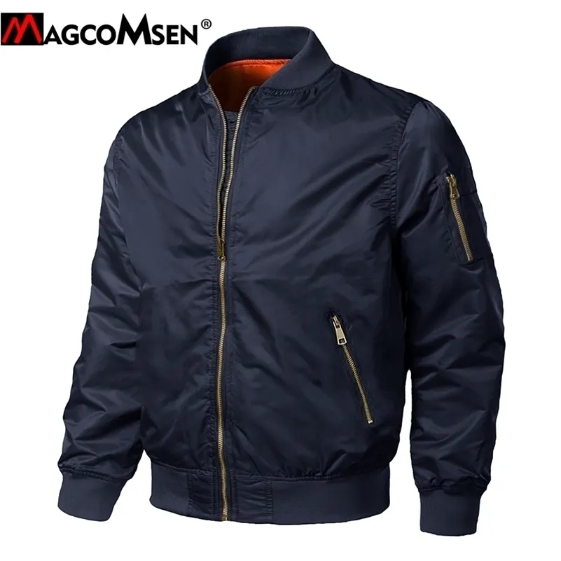 Magcomsen Kurtki zimowe Mężczyźni MA1 Bombowiec Pilot Płaszcz Thermal Padded Casual Baseball Varsity Jacket Mężczyzna Wojskowy Wojsko Windbreaker 201106