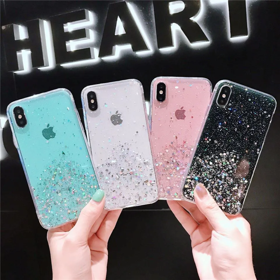 Fashion Soft Tpu Glitter Power Phone Protection Case For Iphone 6 7 8 XS XR 11 12 PRO MAX Shockproof Durable Anti-Knock