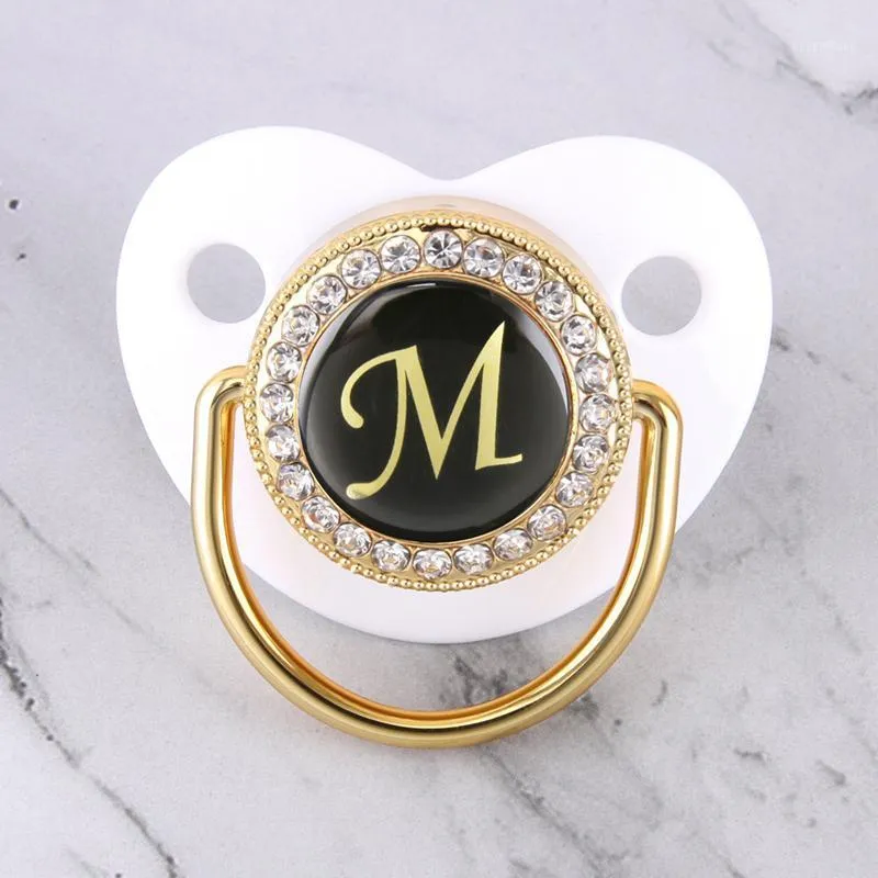 0-12 Months Bling Baby Pacifier 26 Initials Letter M Newborn Infant Soother Chupete Sucette Dummy Nipples For Baby Shower Gift1