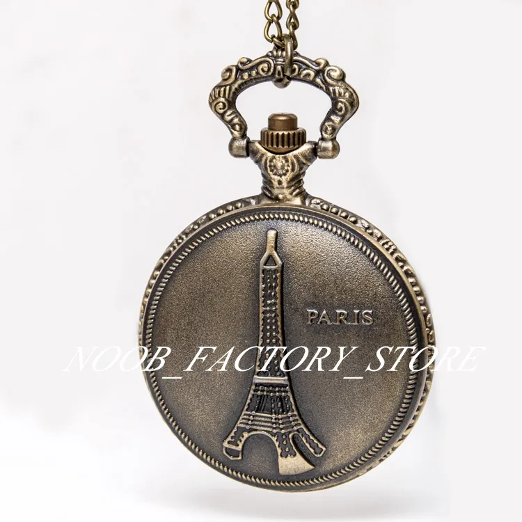 Nouveau Quartz Vintage chandail chaîne Bronze grande tour montre de poche collier montre de mode montre de poche bronze lunette en acier inoxydable