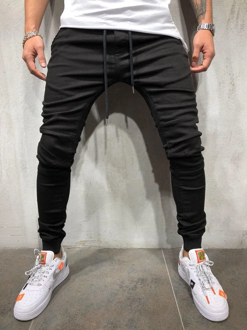 새로운 남자 스키니 청바지 캐주얼 바이커 데님 힙합 바지 씻어 고품질의 Jean Slim Fit Streetwear Pant