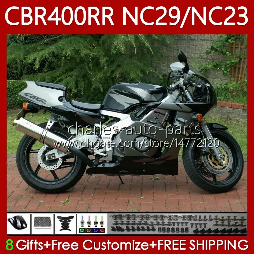 Carroçaria para Honda Feeding CBR400 RR CBR400RR NC29 88-99 66NO.20 NC23 CBR 400 RR C CC 1988 1989 1990 1991 1992 1993 400cc CBR 400RR 94 95 96 97 99 99 OEM Bodys Black Grey