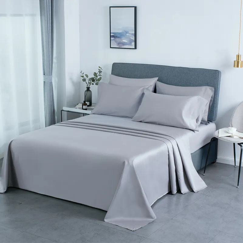 PHF 800 fils/cm² Literie en coton égyptien Draps et taies d'oreiller en satin Queen King Size Linge de lit avec feuille élastique T200706