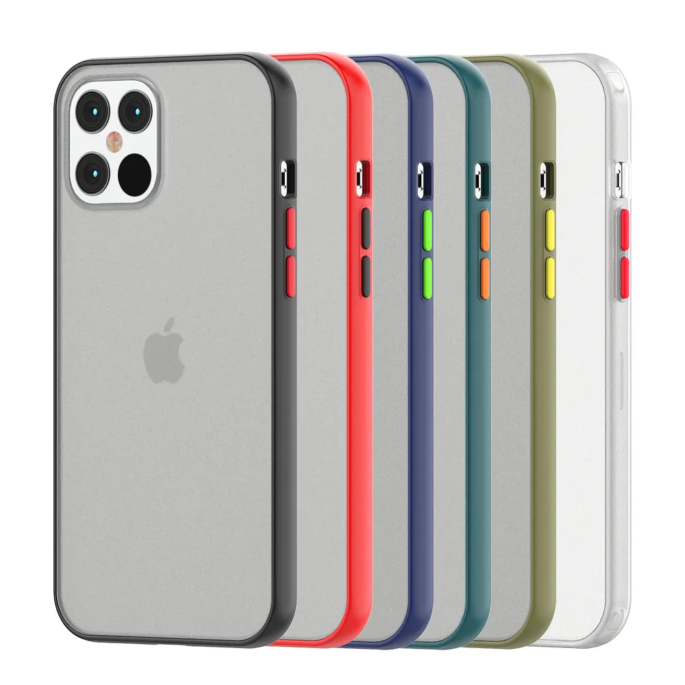 Pour iPhone 12 Pro Max 6.7 12 Mini 5.4 housse de protection en TPU givré + coque de téléphone PC, coque arrière mate antichoc D1