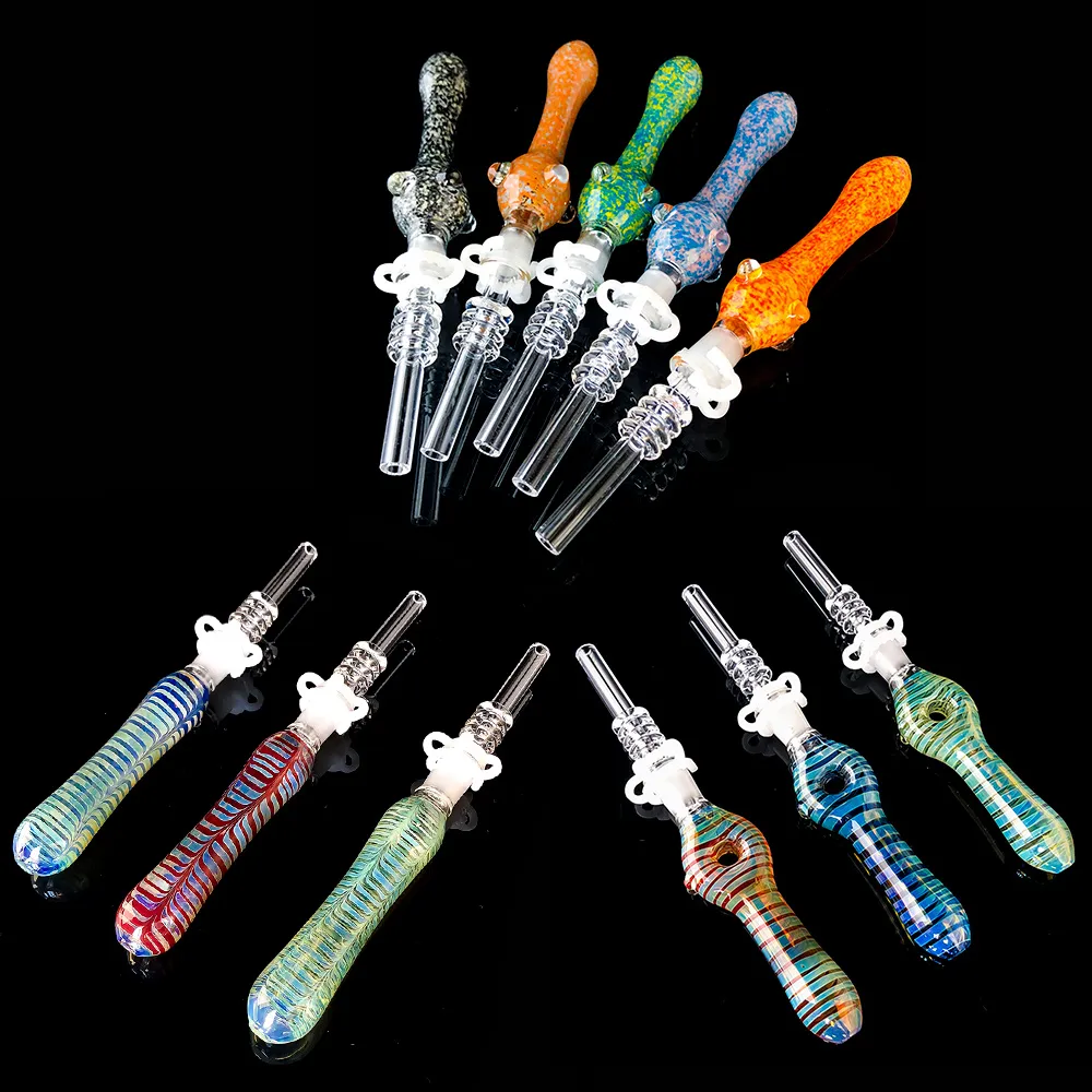 Glas-Nektarsammler-Kits mit 10-mm-Verbindung, Quarzspitze, Dab-Ölplattformen, Glasbongs, Zubehör für das Rauchen von Glaspfeifen