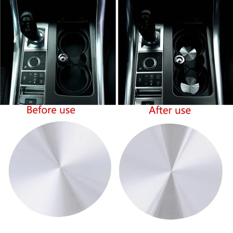 Metal Car Cup Holder Skyddsmattor Trim för Range Rover Sport Vogue Discovery Universal Auto Central Console Bottle Holder Pads Mat