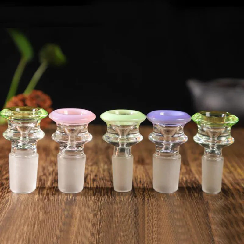 Latest Handmade Colorful 14MM 18MM Male Interface Joint Thick Glass Herb Tobacco Oil Rigs Wig Wag Waterpipe Hookah Bong Funnel Bowl DHL