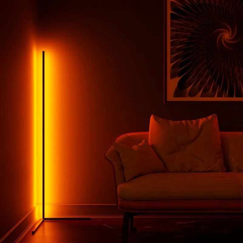 andere Innenbeleuchtung WIFI Moderne nordische Boden-Bluetooth-RGB-LED-Leuchten Eck-Hochlampe für Schlafzimmer-Raumdekor Stehlampe Atmosphäre