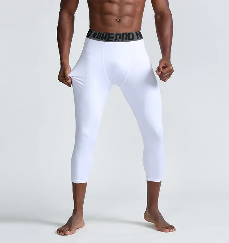 Nieuwe Compressie 3/4 Broek Fitness Sneldrogende Hardloopbroek Mannen Sportbroek Leggings Broek Voor Hardlopen Joggen Gym Leggings maat S-XXL