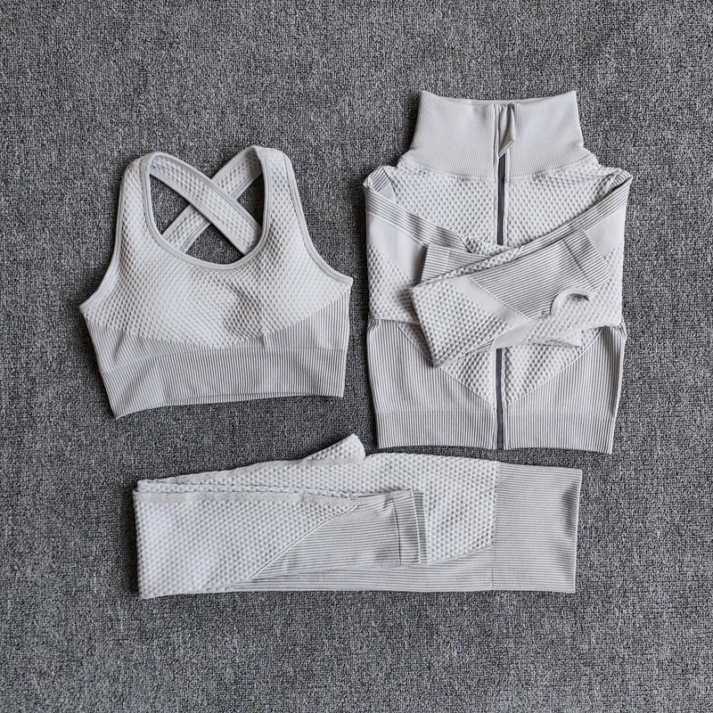 Combinaison de Sport de Yoga pour femmes, sans couture, manches longues, respirant, Patchwork, vêtements à pois