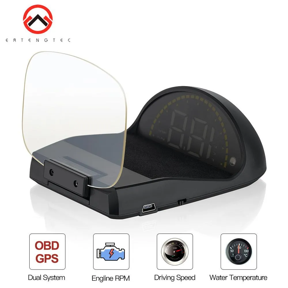 Автомобиль HUD Head Up Display OBD2 GPS Speedometer Предупреждение Предупреждение Проектор Projector Сигнализация бортовой компьютерной двойной системы