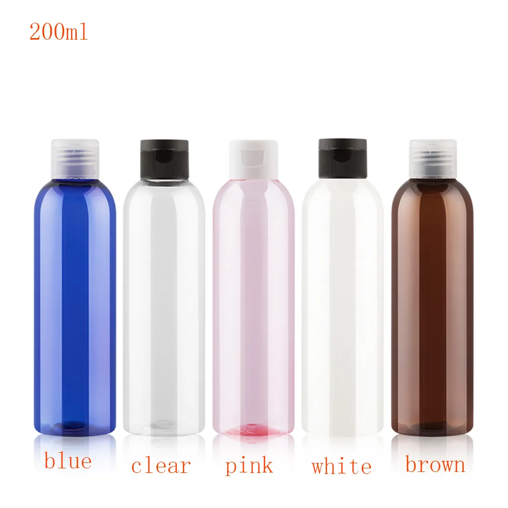50pc 200ml Clear PET Lotion Cream Packing Bottle With Flip Top Cap,Empty Cosmetic Containers,Refillable Makeup Sample Containers