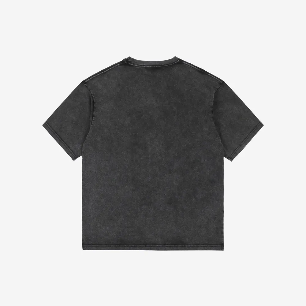 Camiseta gris desgastada con logo de bloqueo lavado camiseta extragrande impresa camisetas de disenador para hombre camiseta de verano de la marca