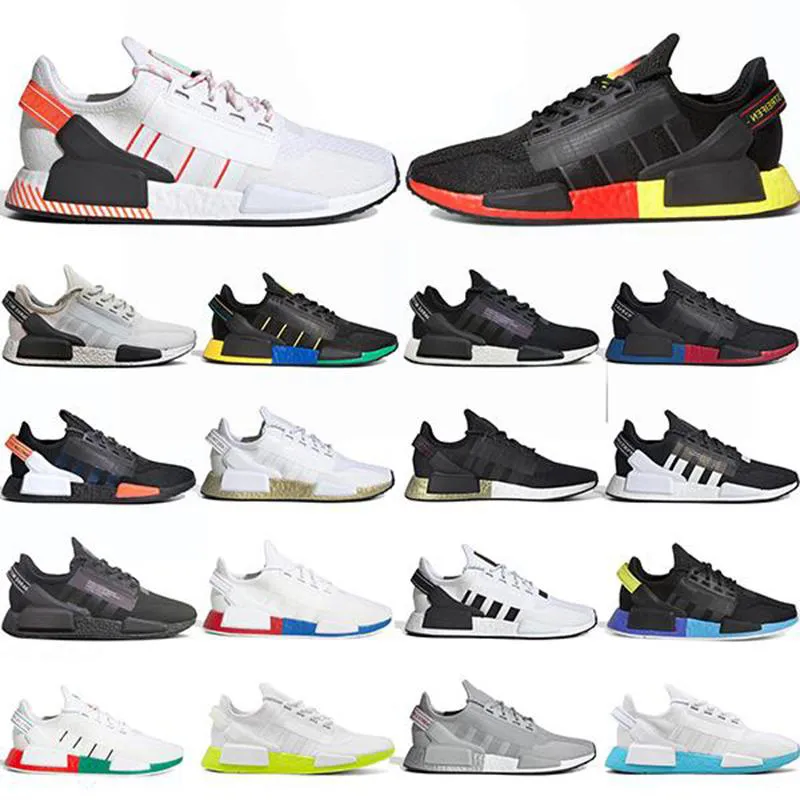 Pharell Williams Human Race NMD R1 V2 Running Shoes in Core Black for Men and Women