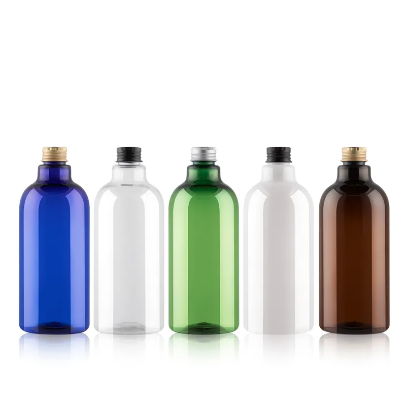 12pcs 500ml Blue Brown Transparent Green Plastic Bottle Shampoo Bath Liquid Soap Container Personal Care Refillable Bottles