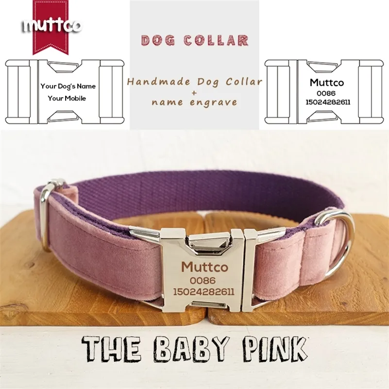 MUTTCO collier de chien gravé formation de marche laisse de chien nom de chiot personnalisé LE BÉBÉ ROSE formation de sécurité LJ201113