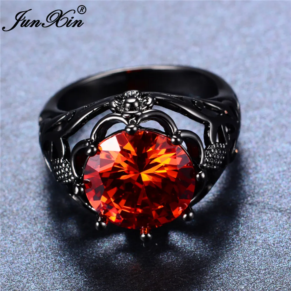 Tamanho 5-11 masculino fêmea grande redondo redondo anel vermelho moda anel de ouro preto anéis de casamento vintage para homens e mulheres jóias