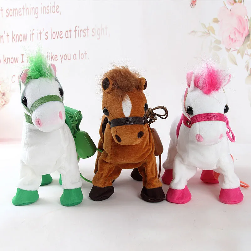 Cheval Peluche Électrique Qui Marche & Hennit – Jouet Interactif Réaliste Pour Enfants 3+ Ans – Tacheté