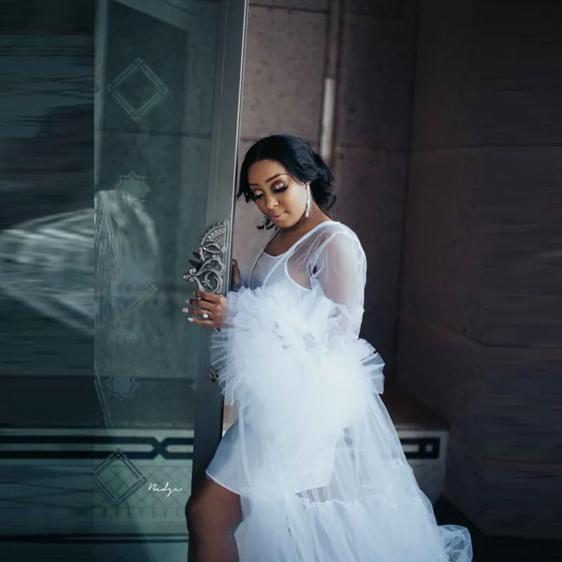 Wedding Shawl Long Sleeve Bridal Coat with Tiered Tulle Embellishment for  Spring Maternity Photoshoot from Dhgate Wraps & Jackets - price 113.82
