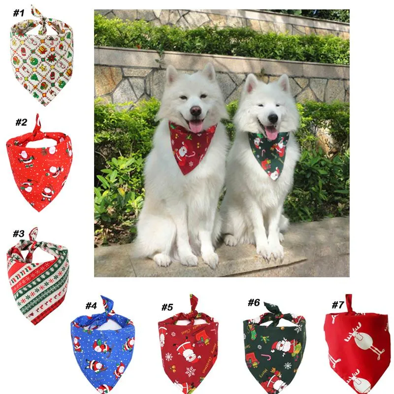 Dog Bandanas Pet Collar Apparel Bandana för julparty Scarf Neckerchief Tvättbara bibs och katt xmas gåvor