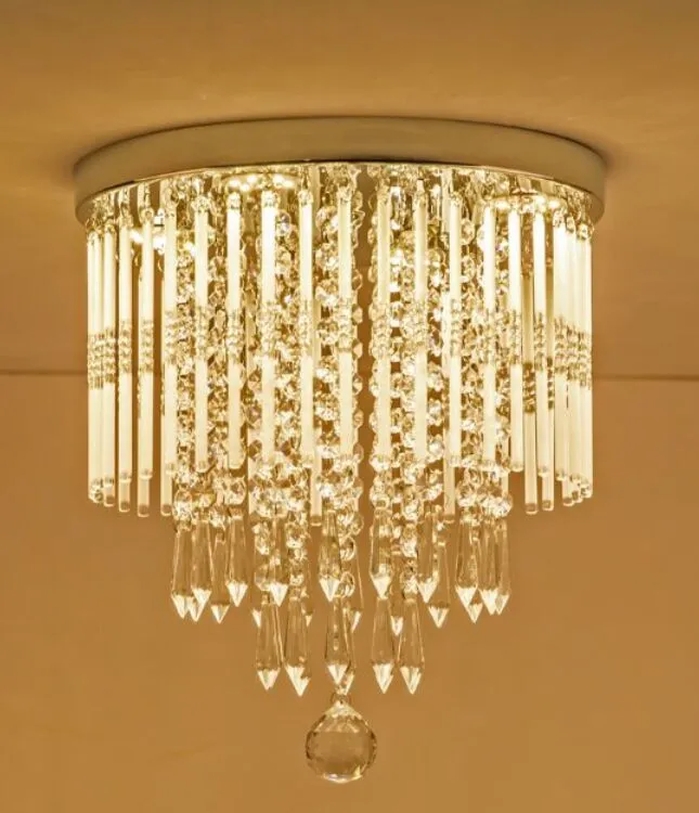 Modern K9 Crystal Chandelier Lighting Flush mount LED Ceiling Light Fixture Pendant Lamp for Dining Room Bathroom Bedroom Livingro284Z