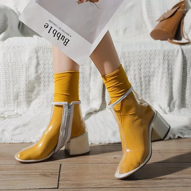 Boots Binicilik Binicilik Ayak Bileği Kadın Ayakkabı 2021 Şeffaf Çorap Sneakers Patik1