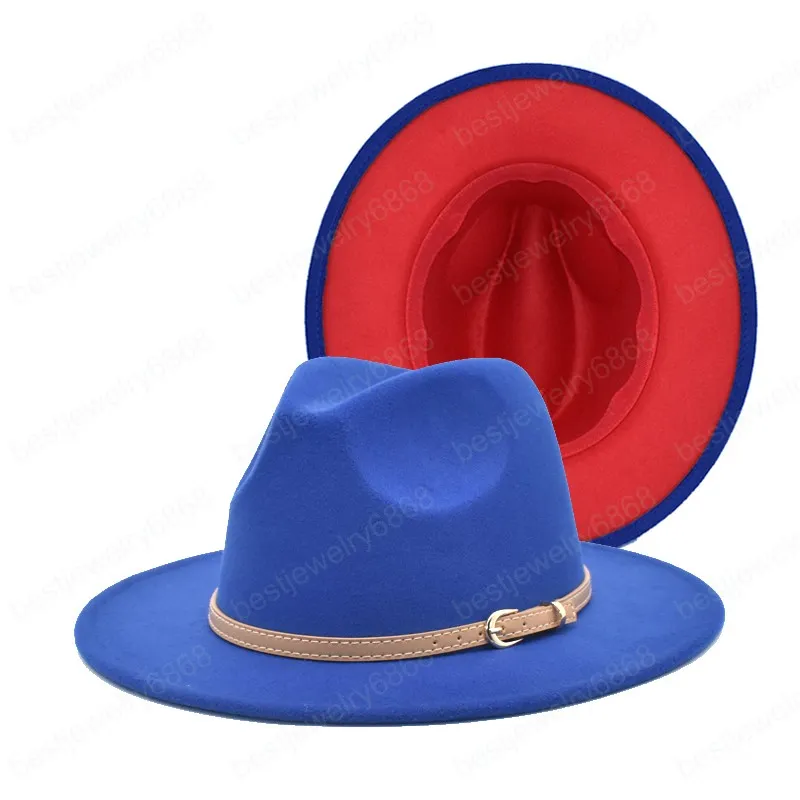 Unisex Sonbahar Patchwork Fedoras Keçe Caz Kap Kadınlar Düz Ağız Yün Karışımı Panama Şapkalar Trilby Vintage Şapka