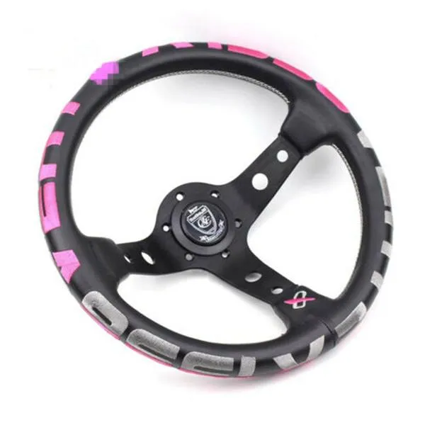330mm Vertex 1996 Pink Stitch Leather Deep Dish Steering Wheel Fo MOMO Hub Drift