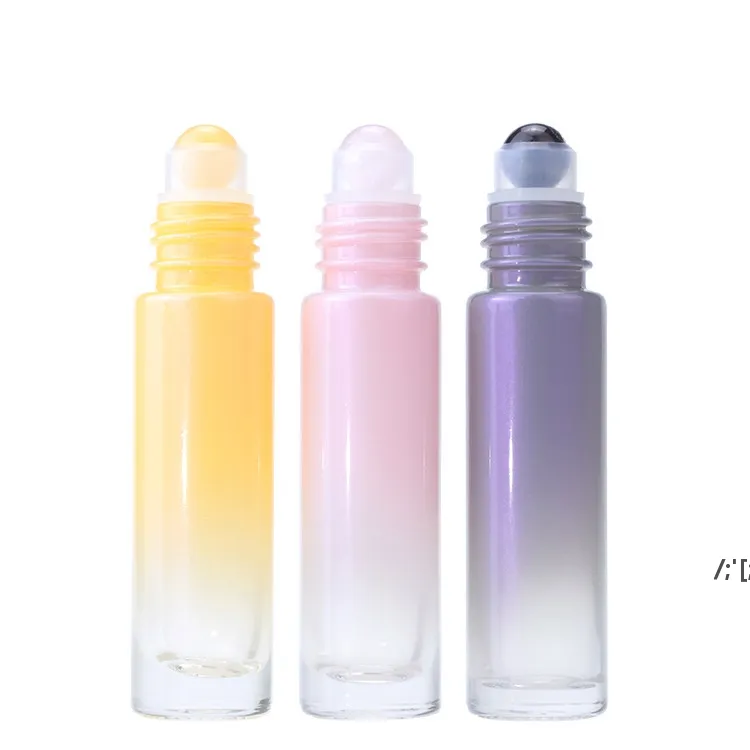 10 ml Jade Roll-on-Flasche Reise Tragbare Mini-Glasflaschen für ätherische Öle Natürlicher Kristallstein Kosmetische leere Abfüllung CCA12168