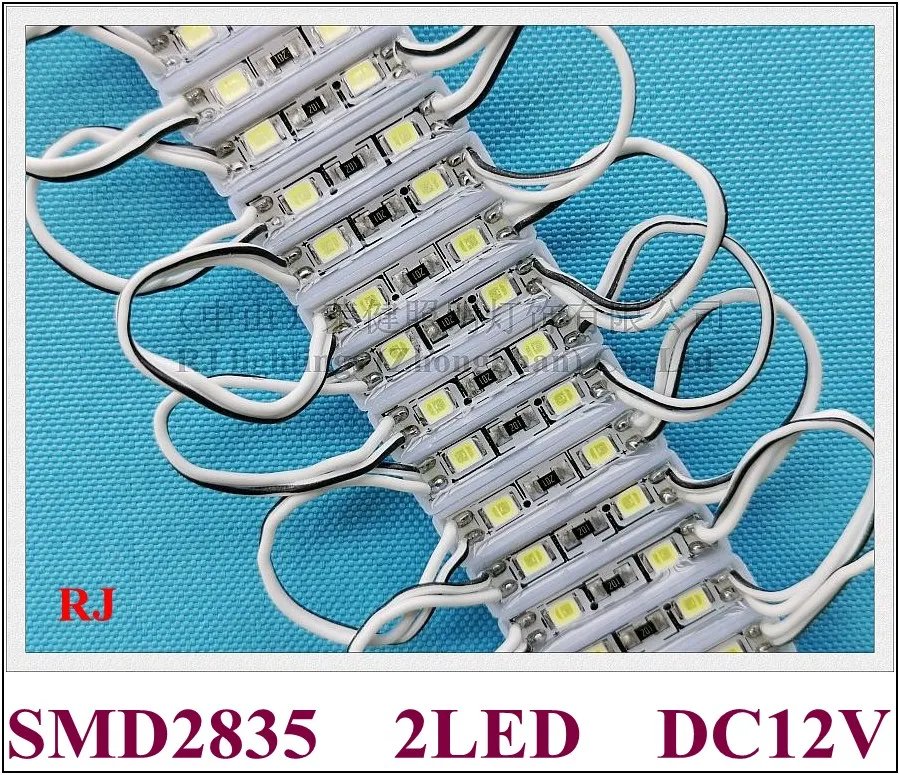26mm X 07mm SMD 2835 LED module light lamp for mini sign and letters DC12V 2led 0.4W epoxy waterproof high bright factory direct sale