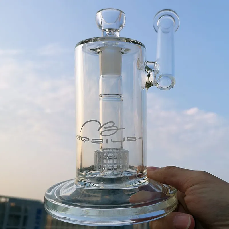 Straight Tube Bong Mobius Water Pipes Oil Rigs Sidecar Glass Bongs Matrix Perc Glass Dab Rig 8.6" Height 18mm Female With Bowl