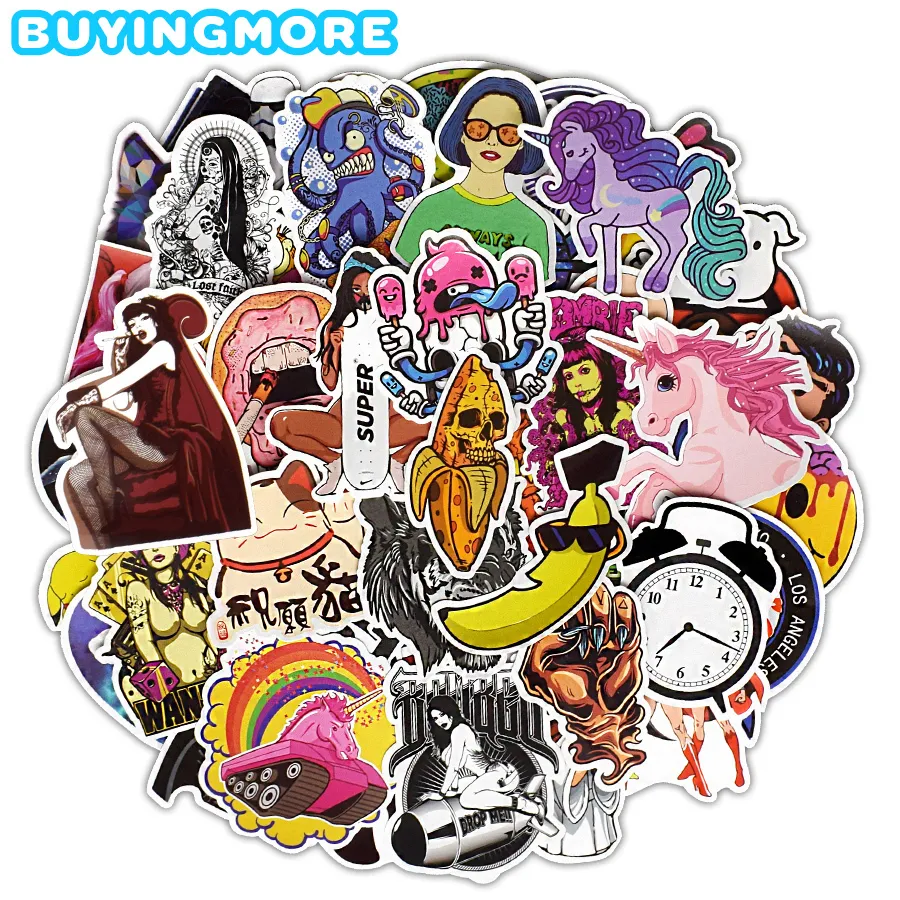 150 PCS Mixed Anime Stickers Cartoon Graffiti Punk Cool Waterproof Sticker for Adult DIY Skateboard Laptop Suitcase Guitar Car LJ201019