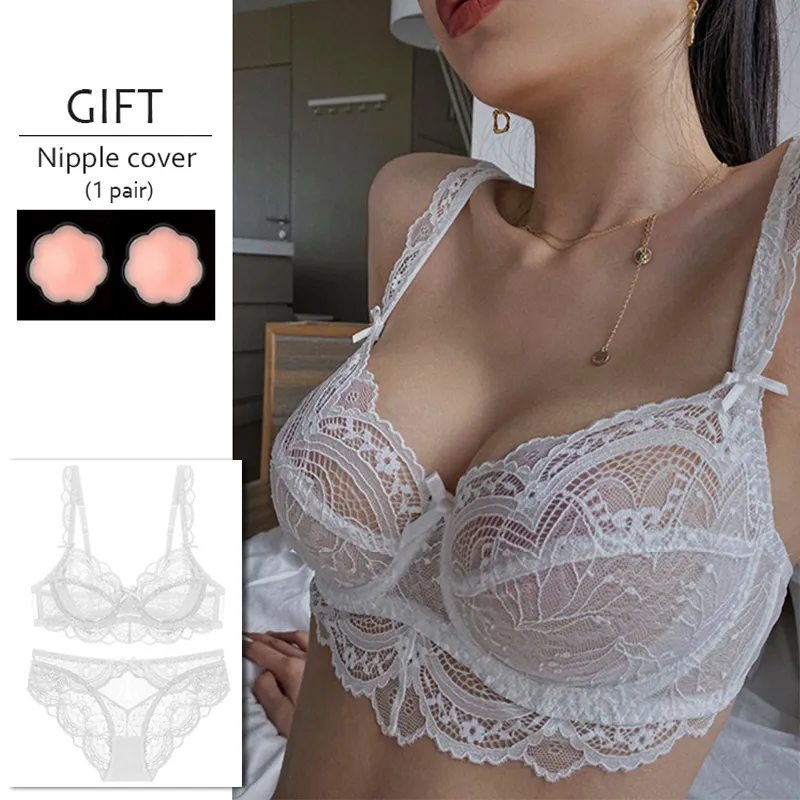 New White Transparent Women Bra And Panties Set Lingerie Sexy Plus Size C D  E Cup Push Up Brassiere Lace Underwear Sets For Girl From Usashoeshouse,  $21.88