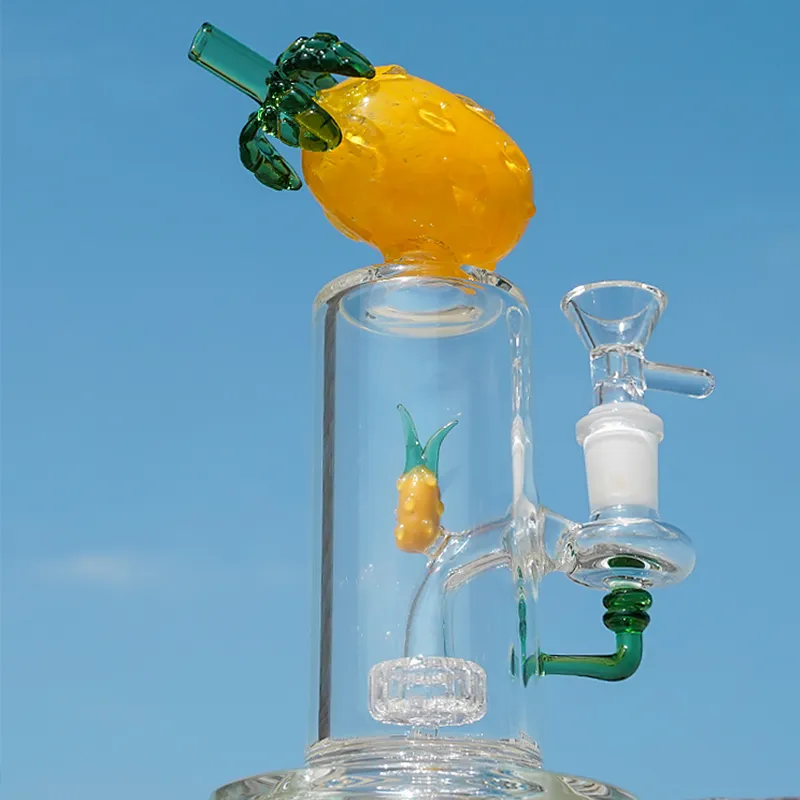 Einzigartige Ananas Bunte Früchte Form Glasbongs Wasserpfeifen Wasserpfeifen 14mm Female Joint Recycler Percs Rauchen mit Schüssel Dab Duschkopf Perc