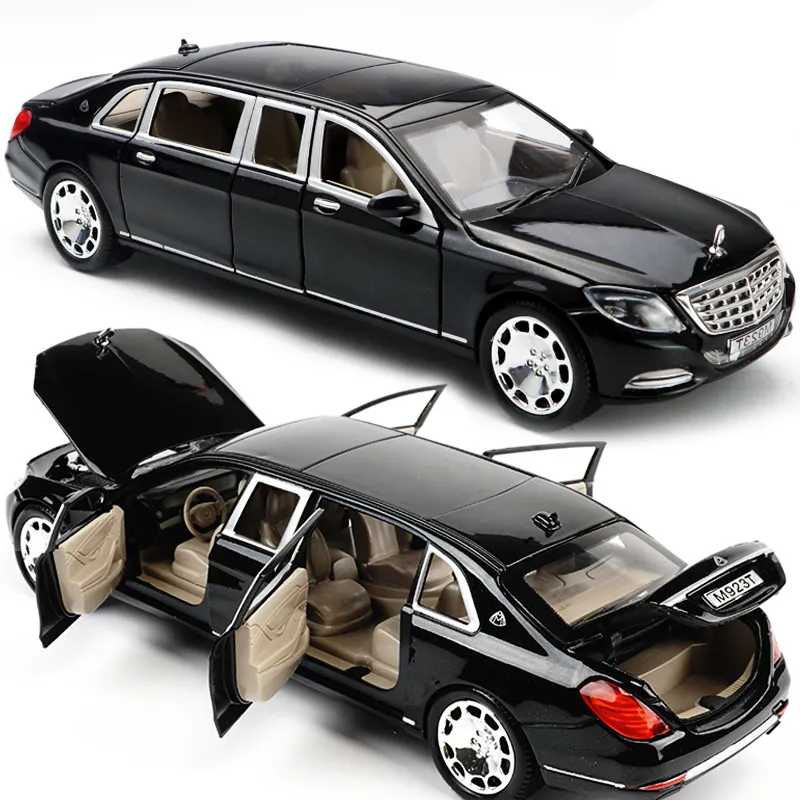 1:24 Maybach S600 Metal Otomobil Modeli Diecast Alaşım Yüksek Simülasyon Araç Modelleri 6 Kapı Açılabilir Atalet Çocuklar İçin Oyuncaklar Difts